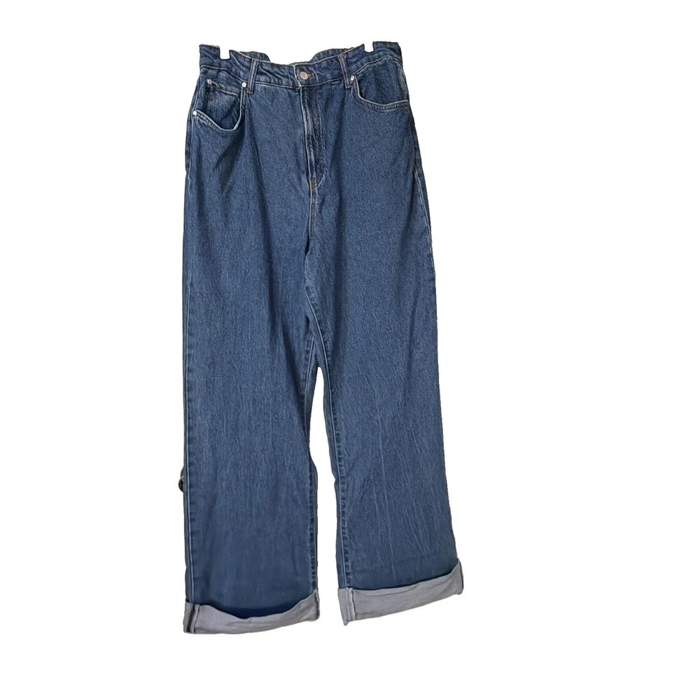 Pilcro  jeans womens 33 Tall 33T Anthropologie cuffed high rise Wide Leg Baggy